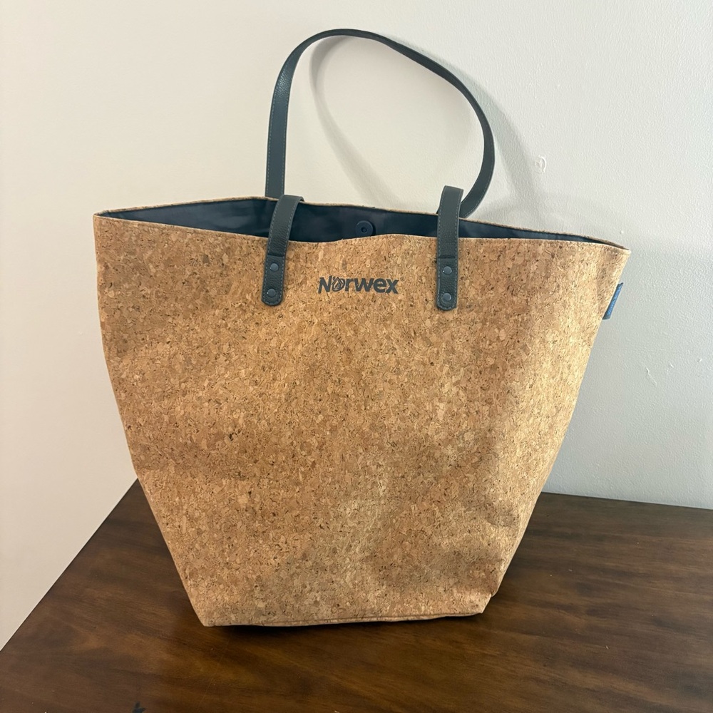 NORWEX Large Brown Tote Bag Cork Like Material Utility Home Cleaning